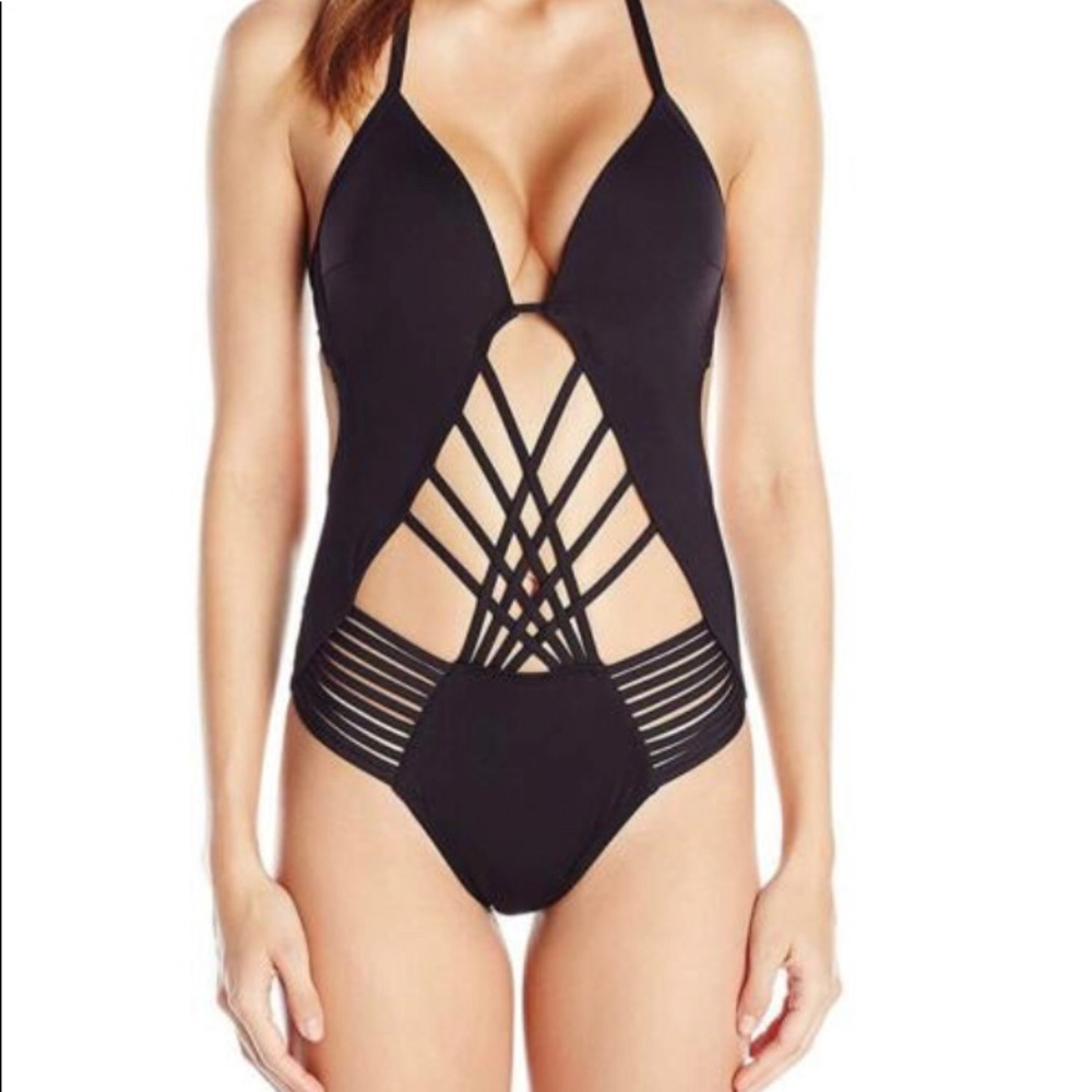 Kenneth Cole Strappy Black One Piece